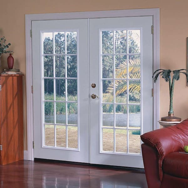 Prehung 15 Lite Primed Steel Patio Door with No Brickmold