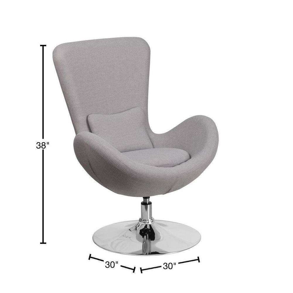 High Back Swivel Reception Chair in Light Gray Fabric with Chrome Base