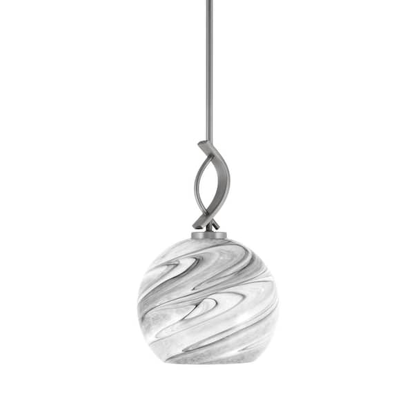 Olympia 100-Watt 1-Light Graphite Shaded Mini Pendant Light width Glass ...