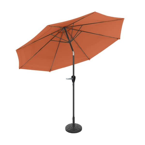 Pure Garden 10 ft. Aluminum Outdoor Market Patio Umbrella with Auto Tilt and Base in Terracotta
