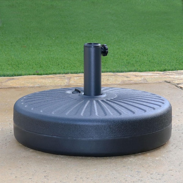 Maypex 46 lbs. Round Water Filled Plastic Patio Umbrella Base in Black