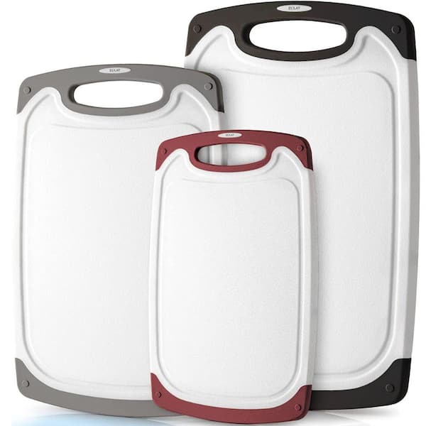 Zulay Kitchen 3-Piece Set Polypropylene Non-Slip Kitchen Cutting Board with Juice Groove