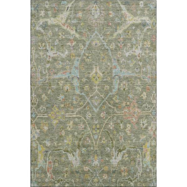 Mayfield Premium Machine Washable Abstract AMF2232 Aloe 3 ft. x 4 ft. Area Rug
