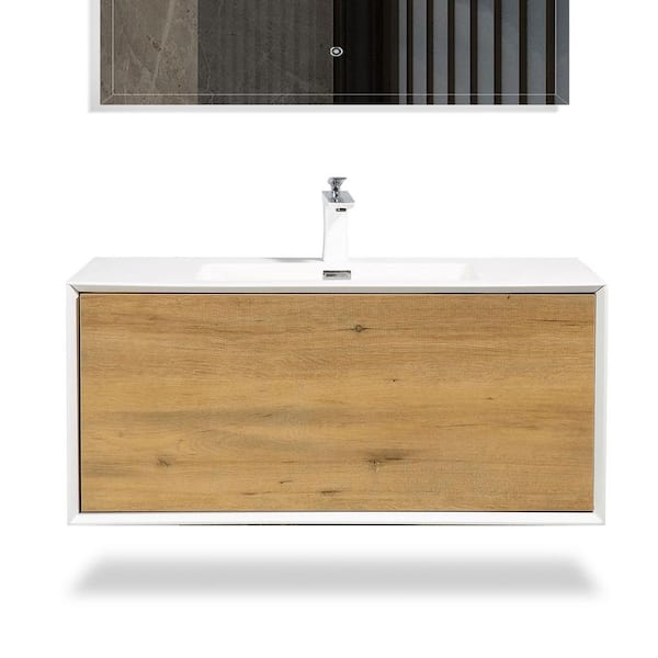 Furla 36 in. W x 19 in. W x 16.7 in. H Single Bath Vanity with White Solid Surface Top in White