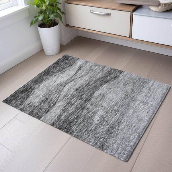 Mayfield Premium Machine Washable Abstract AMF1141 Gray 2 ft. x 3 ft. Area Rug
