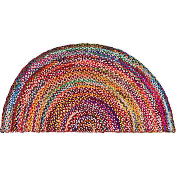 Unique Loom Braided Chindi Layer Multi 3 ft. 1 in. x 6 ft. 1 in. Area Rug