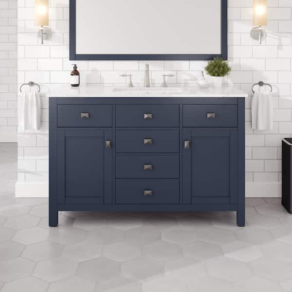 Eviva Artemis 48 in. Single Sink Blue Bath Vanity with White Engineered Stone Top (Assembled)