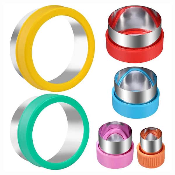 6-Piece Stainless Steel Round Cookie Biscuit Cutter Set with Safe Plastic Grips for Baking and Meal Prep