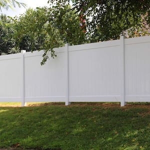 72.00 in. White Vinyl Privacy Fence Panels Full Set of 2-Pieces