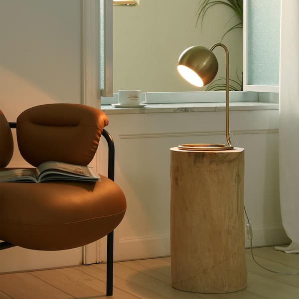 Richmond 15 in. Matte Brass Desk Lamp with White Inner Shade