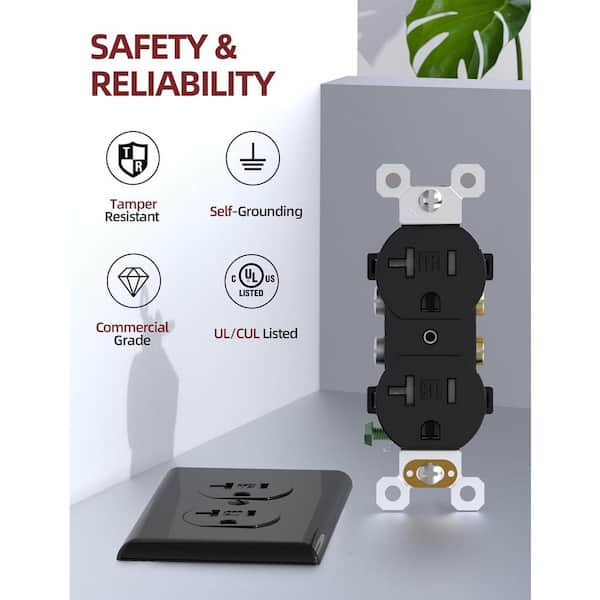 Lukyamzn 20 Amp Duplex Electrical Receptacle Outlet with Self