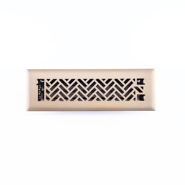 Hampton Bay Interwoven 2 in. x 10 in. Steel Floor Register in Brushed Gold
