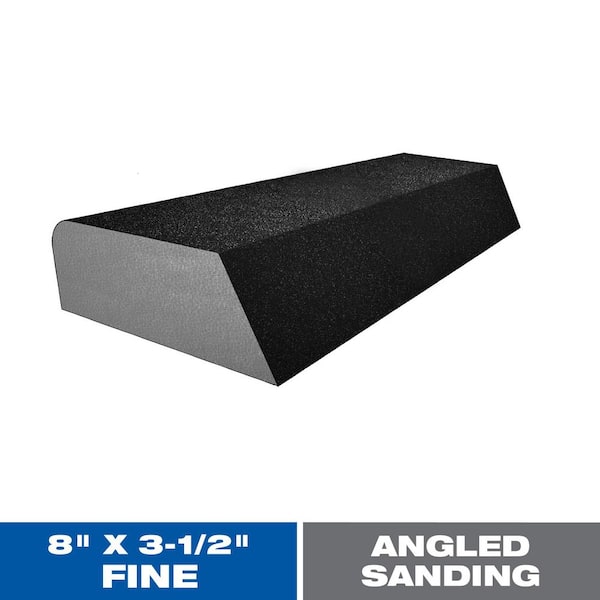 8 in. x 3-1/2 in. x 1 in. Fine 100 Grit Large Angled Sanding Sponge