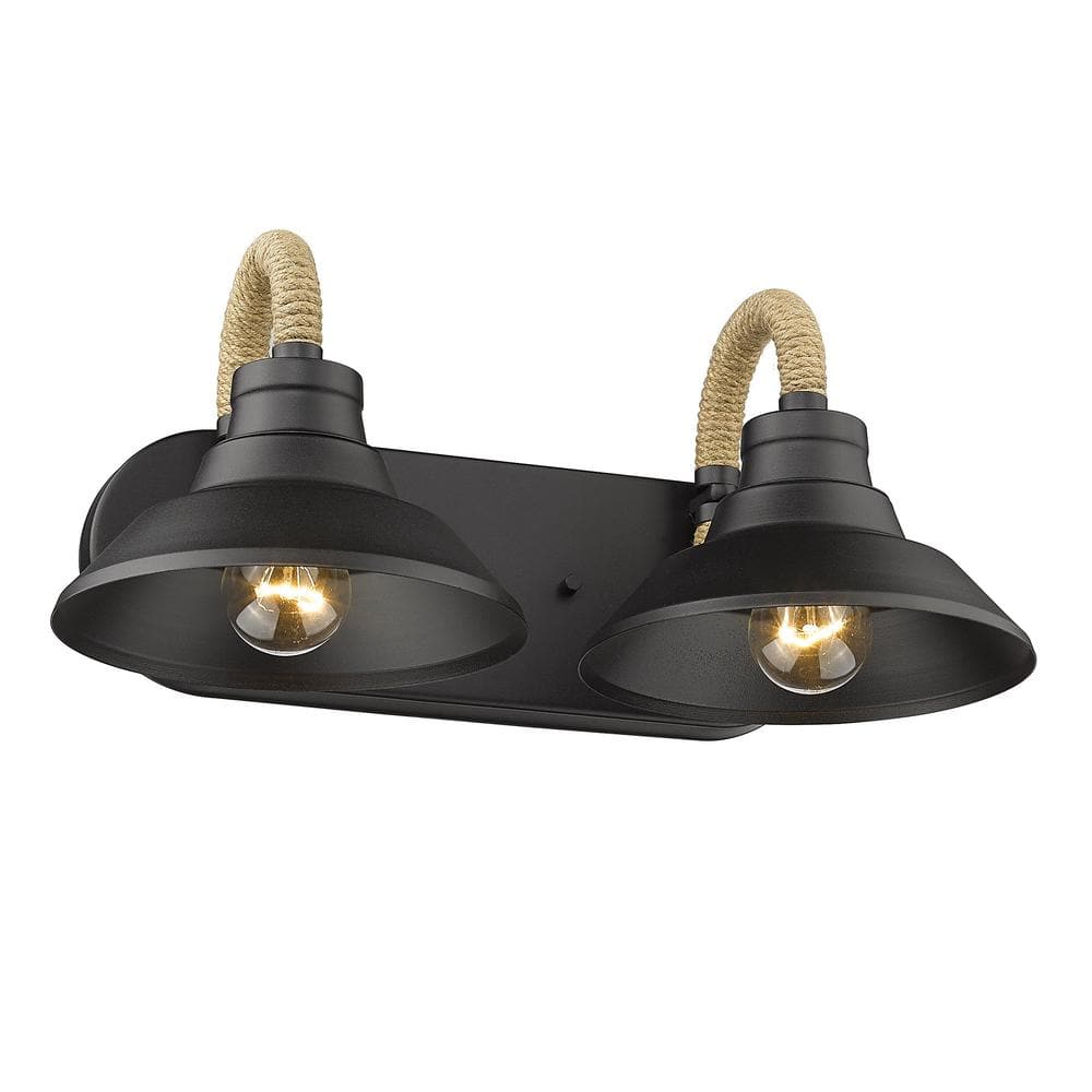 Journey 17'' Black and Rope Industrial Vanity Light