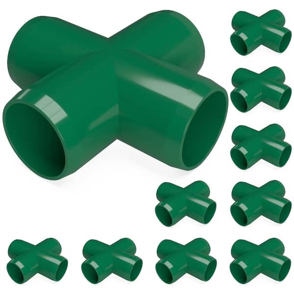 Formufit 1/2 in. Furniture Grade PVC Cross in Green (10-Pack)