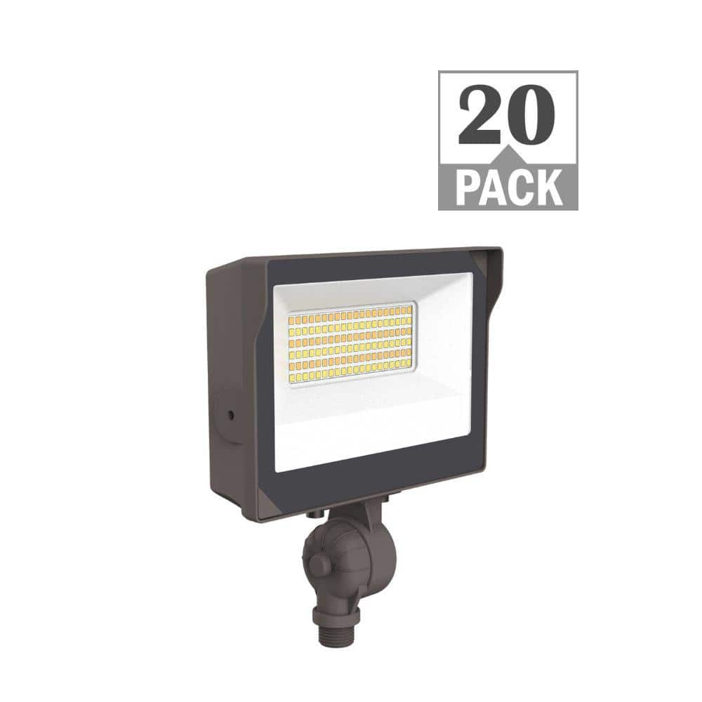 ETI LIGHTING 100-Watt Equivalent 1900-4900 Lumens Bronze Integrated LED Flood Light Adjustable and CCT with Photocell (20-Pack)