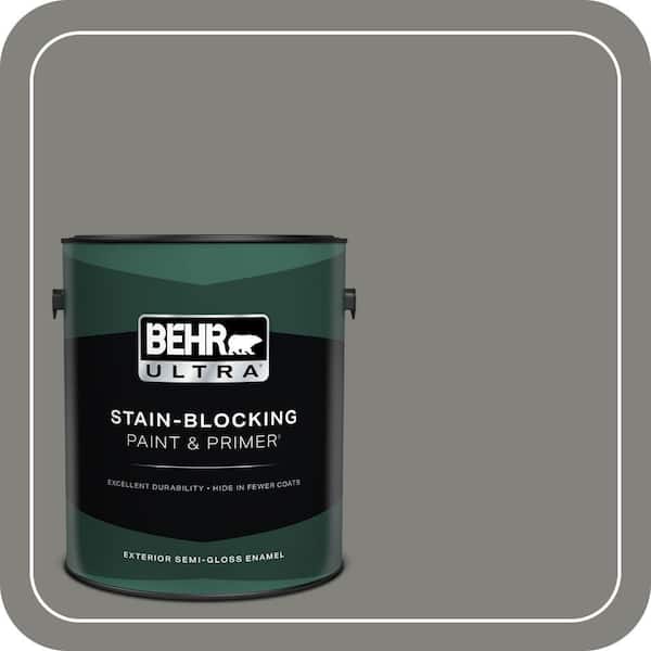 BEHR ULTRA 1 gal. #BNC-25 Gray Pepper Semi-Gloss Enamel Exterior Paint & Primer
