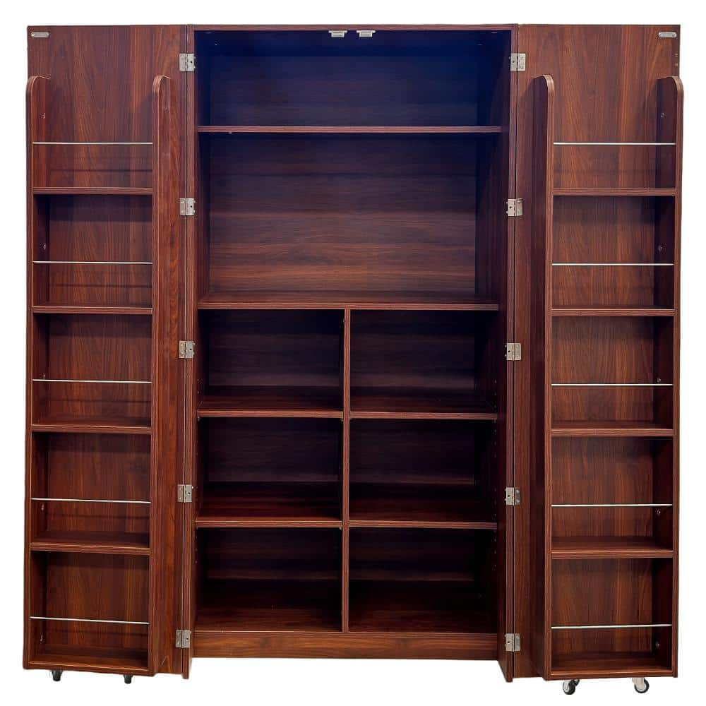 63" Kitchen Pantry Cabinet, Freestanding Buffet Cupboards Storage Cabinet with Rolling Doors and Shelves Storage