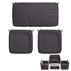 3-Piece Outdoor Patio Replacement Cushion Slipcovers for 4-Seater Wicker Rattan Sofa, Grey(No Inserts)