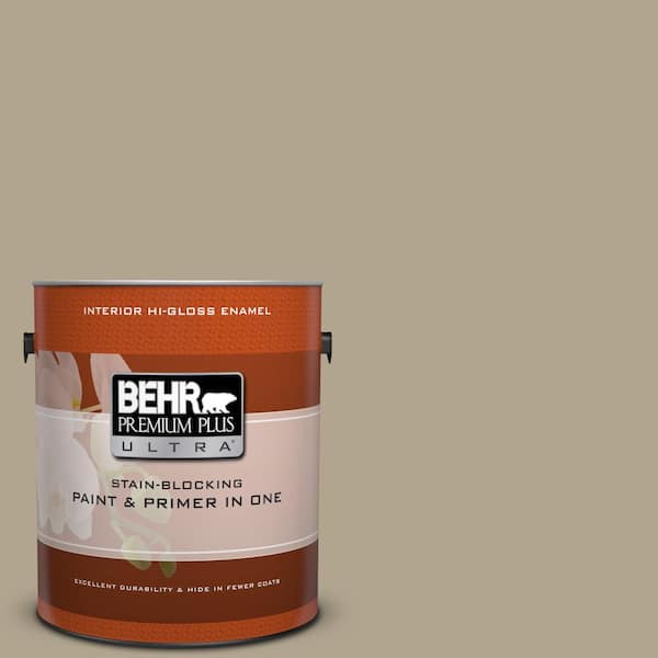 BEHR Premium Plus Ultra 1 gal. #PPU7-22 Safari Vest Hi-Gloss Enamel Interior Paint and Primer in One