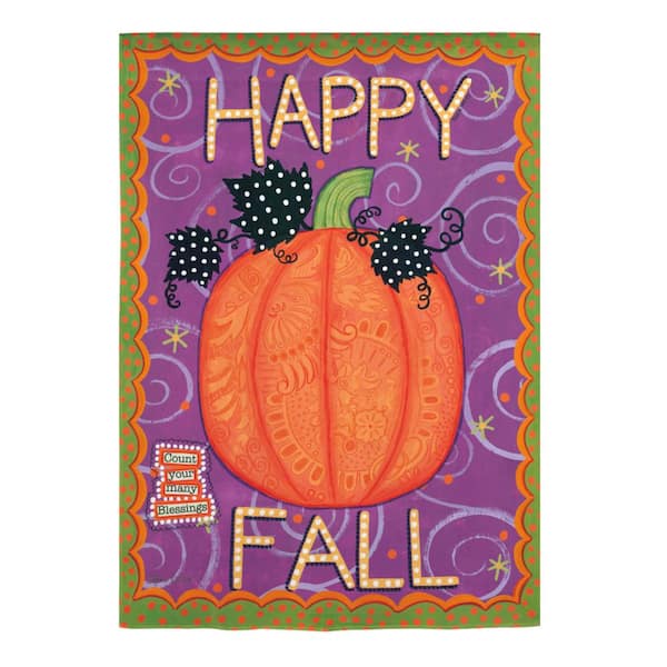 1 ft. x 1-1/2 ft. Happy Fall Pumpkins Applique Garden Flag