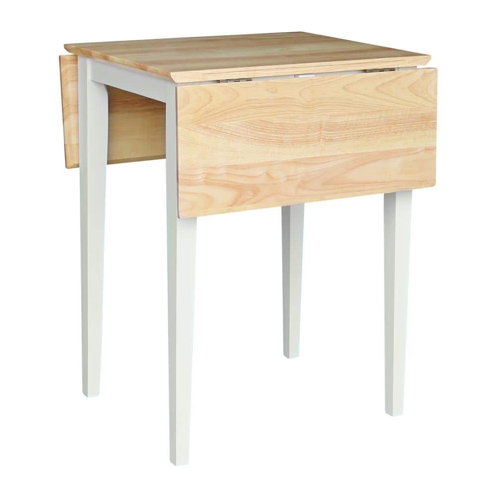Elmwood White and Natural Solid Wood Extendable Dining Table