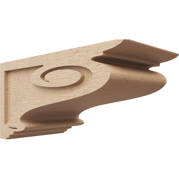 Ekena Millwork 10-in. x 20-in. x 10-in. Series 3 Wide Scroll Rough Cedar Woodgrain Timberthane Polyurethane Corbel, Primed Tan