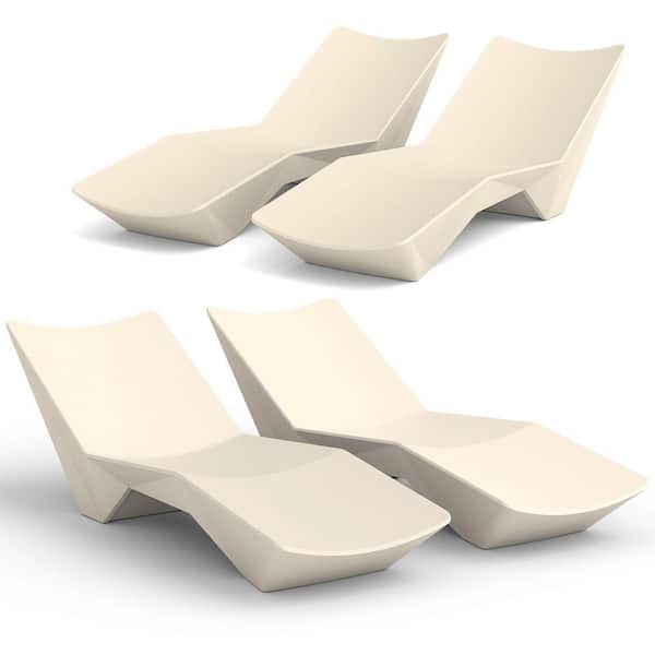 FHVIT S-shaped In-Pool and Patio Outdoor Lounger Chair Resin Beige