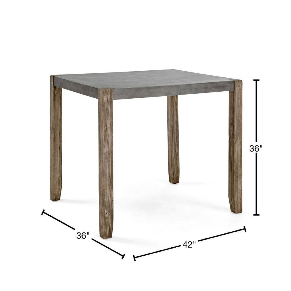 Newport 36" Gray Faux Concrete and Wood Counter Height Table