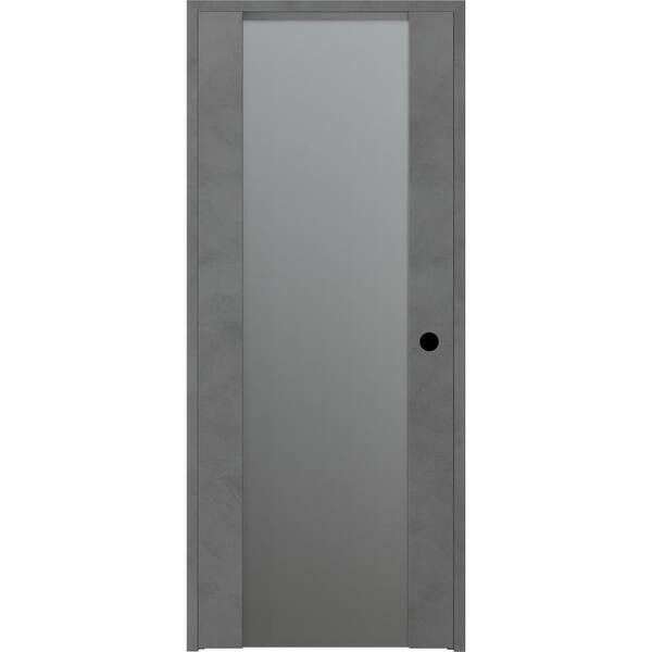 Belldinni Vona 202 28 in. x 80 in. Dark Urban Left-Hand Solid Core Wood 1-Lite Frosted Glass Single Prehung Interior Door