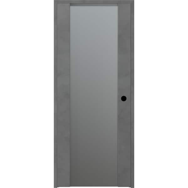 Belldinni Vona 202 36 in. x 80 in. Dark Urban Left-Hand Solid Core Wood 1-Lite Frosted Glass Single Prehung Interior Door