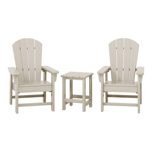 Children's Laguna 3-Piece Square Plastic Top Sand Kids Adirondack Chair with Side Table Patio Conversation Set