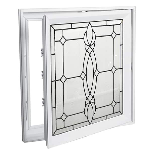 Hy-Lite 27.25 in. x 27.25 in. Craftsman Right-Handed Triple-Pane Casement Vinyl Window White Interior and Exterior Black Caming