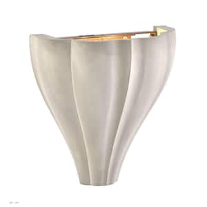 Sima 11 in. 2-Light Burnished Nickel Wall Sconce with Natural Cement Shade