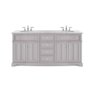 Fremont 72 in. W x 22 in. D x 34 in. H Freestanding Bath Vanity in Gray with Gray Granite Top