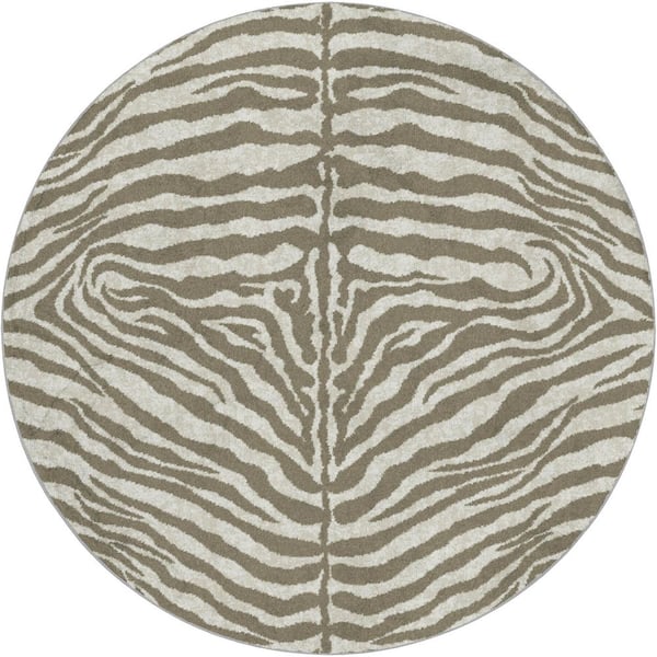 Dream Shag Premium Machine Washable Abstract ADS42 Taupe 8 ft. x 8 ft. Round Rug
