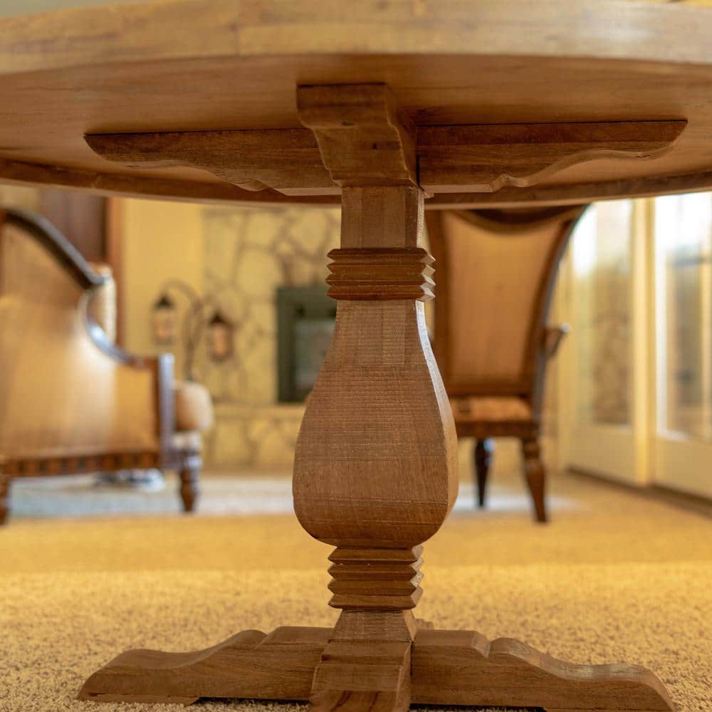 54 in. Round Natural Mango Wood Farmhouse Dining Table