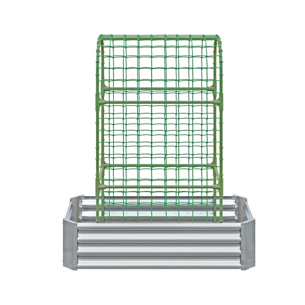 4 ft. x 2 ft. Silver Metal Raised Garden Bed with 59 in. Trellis and Climbing Net price history on PriceWatchPro