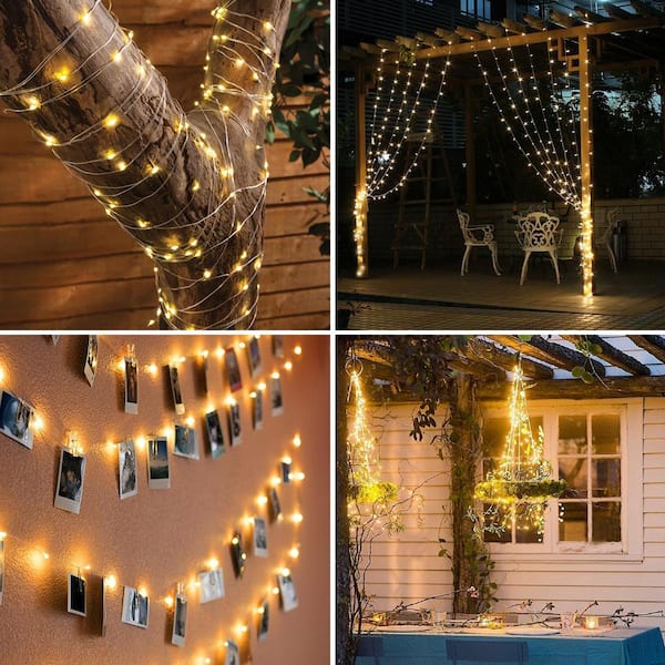 33FT 100 LED Warm White Party String Fairy Light Xmas Home Connectable Remote 