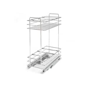 Home Kitchen 12 in. Chrome Steel Pull-Out Double Basket Organizer