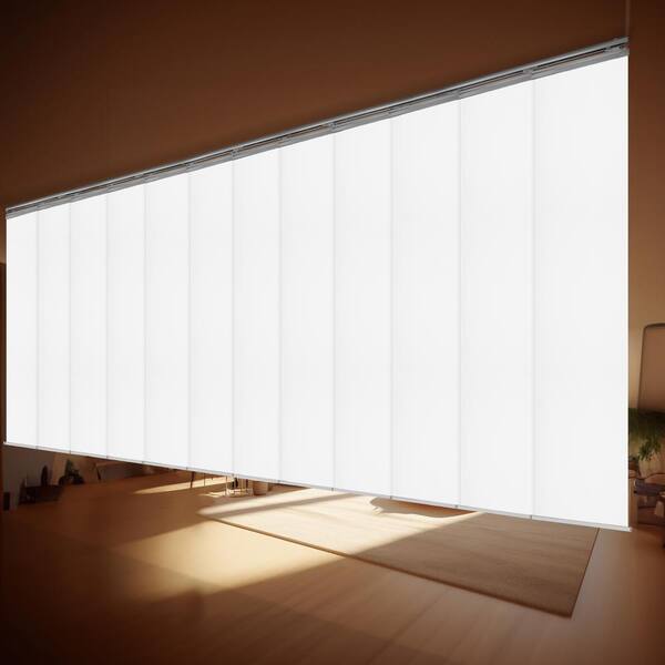 EMOH Alabaster 140 in. x 260 in. W x 94 in. L Adjustable 12-Panel, Satin Nickel Double Rail Panel Track with 23.5 in. Slates