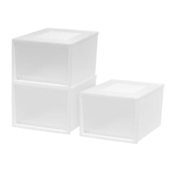 Unbranded 15.75 in. W x 11.75 in. H White 3-Drawers Deep Box Chest Drawer