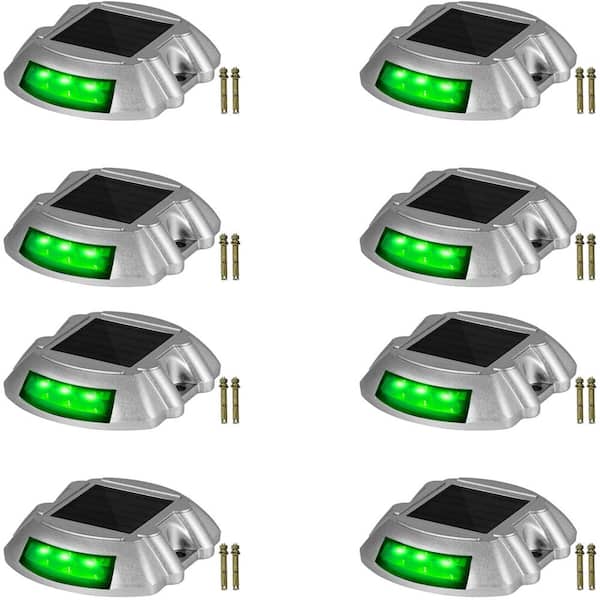VEVOR Solar Deck Lights 8-Pack Outdoor Waterproof Wireless 6 LEDs Dock Lighting with Screw for Deck Path Garden Walkway, Green