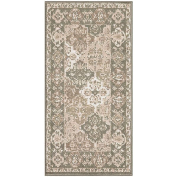 Grafix Green doormat 2 ft. x 4 ft. Center medallion Traditional Area Rug