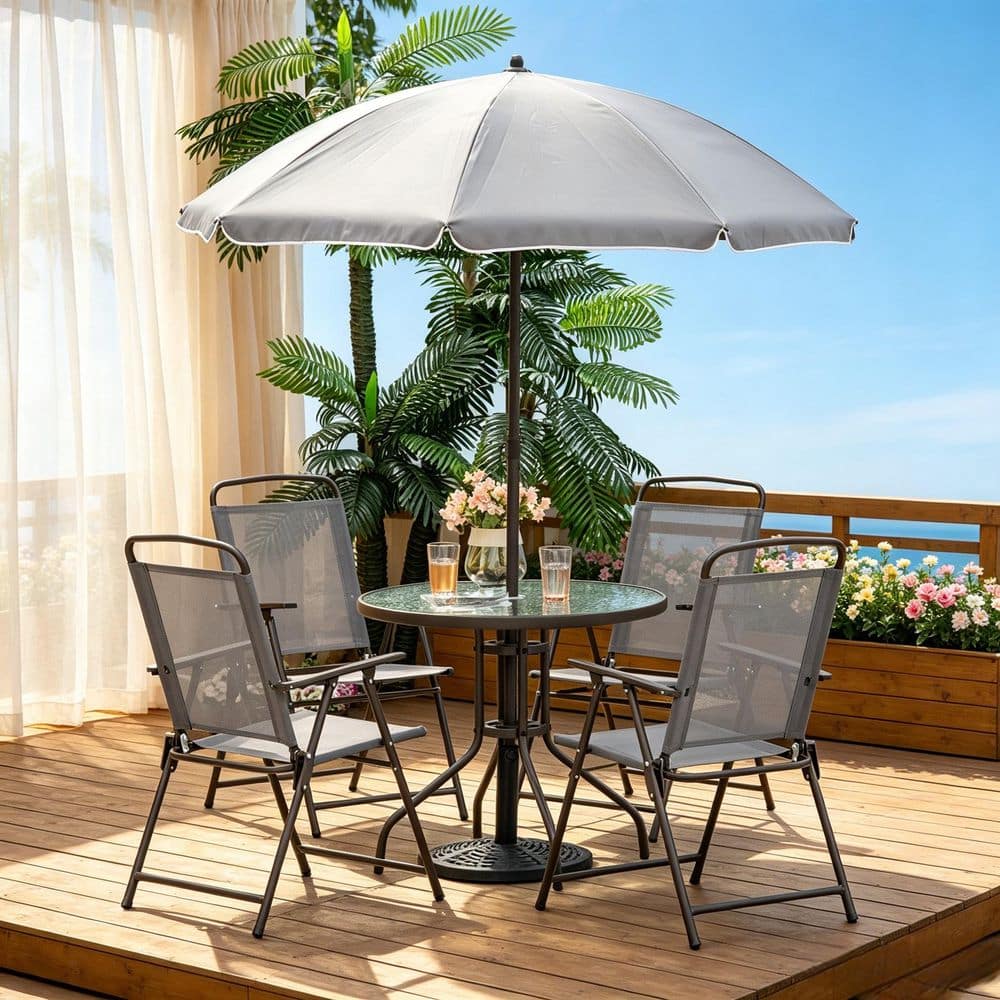 commercial patio tables with umbrella Flash Furniture Tory Grade Table Tempered Glass Top with Hole and Steel Tube Frame, Clear Top/Black Frame Everything you need to provide a cool BizChair Commercial Indoor/Outdoor Dining Table
