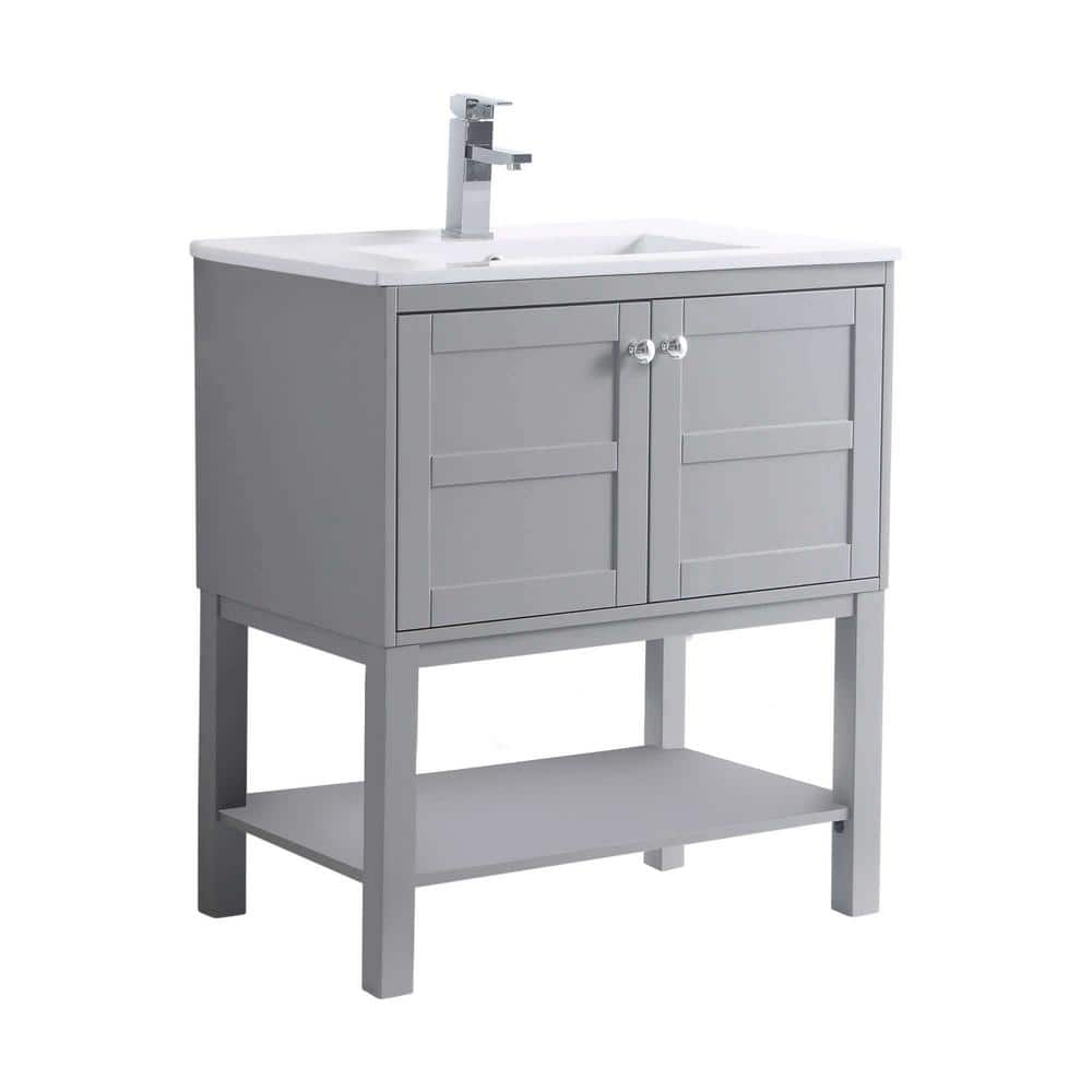 Brooklyn 24 in. W x 18.11 in. D x 33.46 in. H Bath Vanity in Gray Matte with White Ceramic Top price history on PriceWatchPro