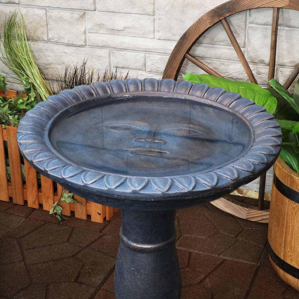 Gray Glass Fiber Reinforced Concrete Sun Design Bird Bath - 26"