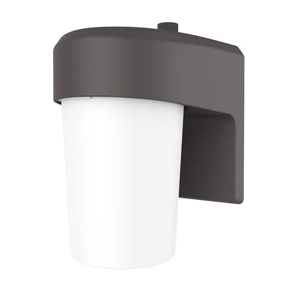 HALO FE 1-Light Bronze LED Outdoor Lantern Sconce with Dusk to Dawn