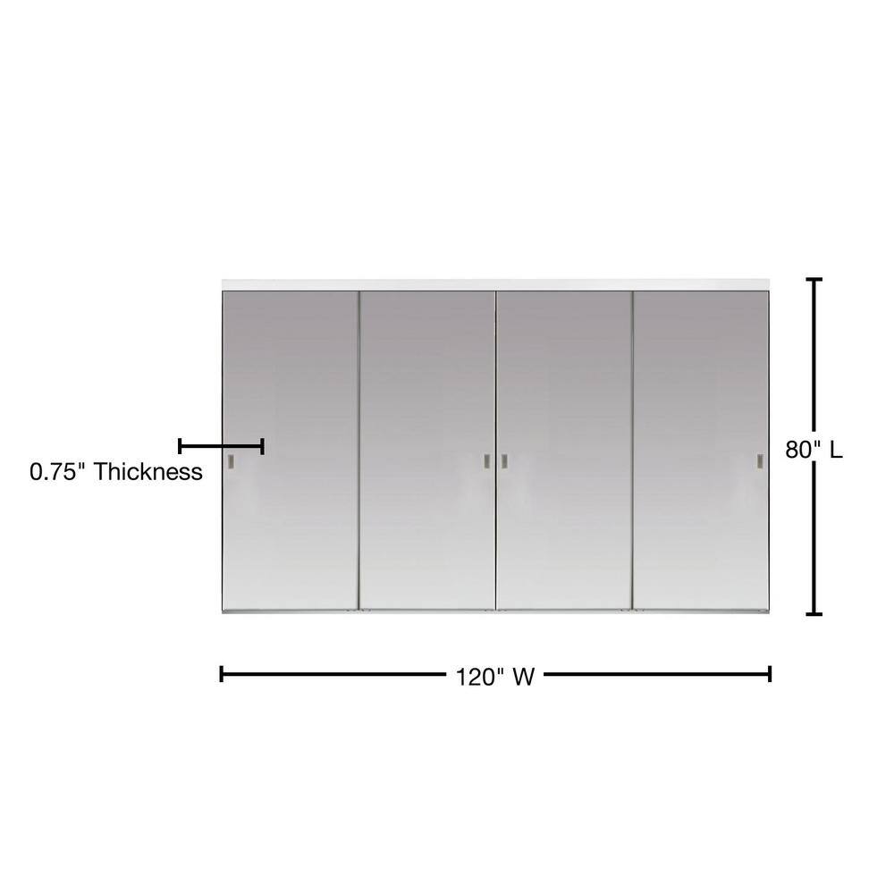 120" x 80" White Aluminum Frame Sliding Closet Doors with Mirror Panels