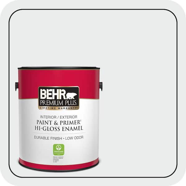 BEHR PREMIUM PLUS 1 gal. #BWC-12 Vibrant White Hi-Gloss Enamel Interior/Exterior Paint & Primer